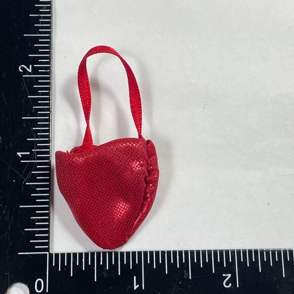 Mini Red Sparkle Heart strawberry Shaped Bag With Handle For Doll Accessories Ti - Picture 5 of 5